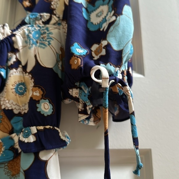 For Love & Lemons Sky Magnolia Mini Dress Floral print SzSmall in Shades of blue - Picture 5 of 12